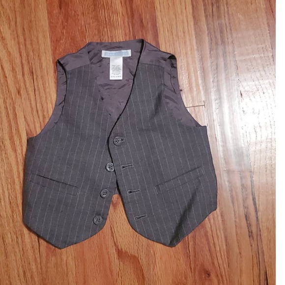 5/$25  Janie and Jack Formal Wool-blend Gray Pinstripe Vest Size 12-18 Months - Picture 1 of 6
